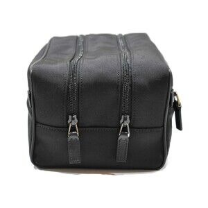 Gucci Double Handbag Pouch Black Canvas Easy to Zip